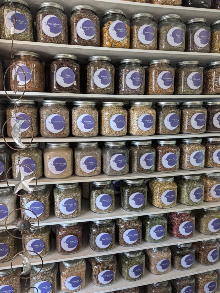 Herb and Tea Wall Sacred Moon Herbs Dripping Springs
